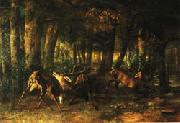 Gustave Courbet Spring Rutting;Battle of Stags Sweden oil painting artist